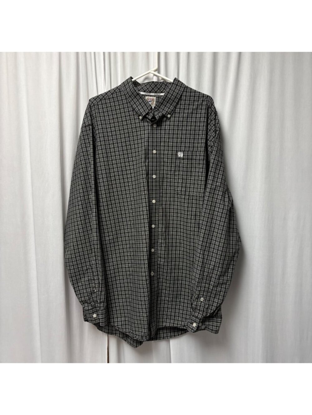 Cinch Mens Black Plaid Button-Up Long Sleeve Shirt Size XXL Cotton Western